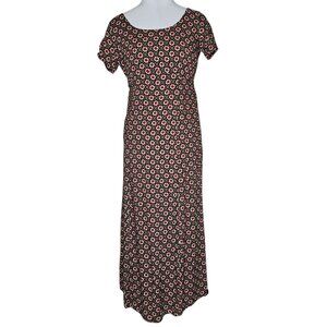 Vintage 90s M Whimsigoth Dress Black Babydoll Midi Rose Floral Dark Cottagecore